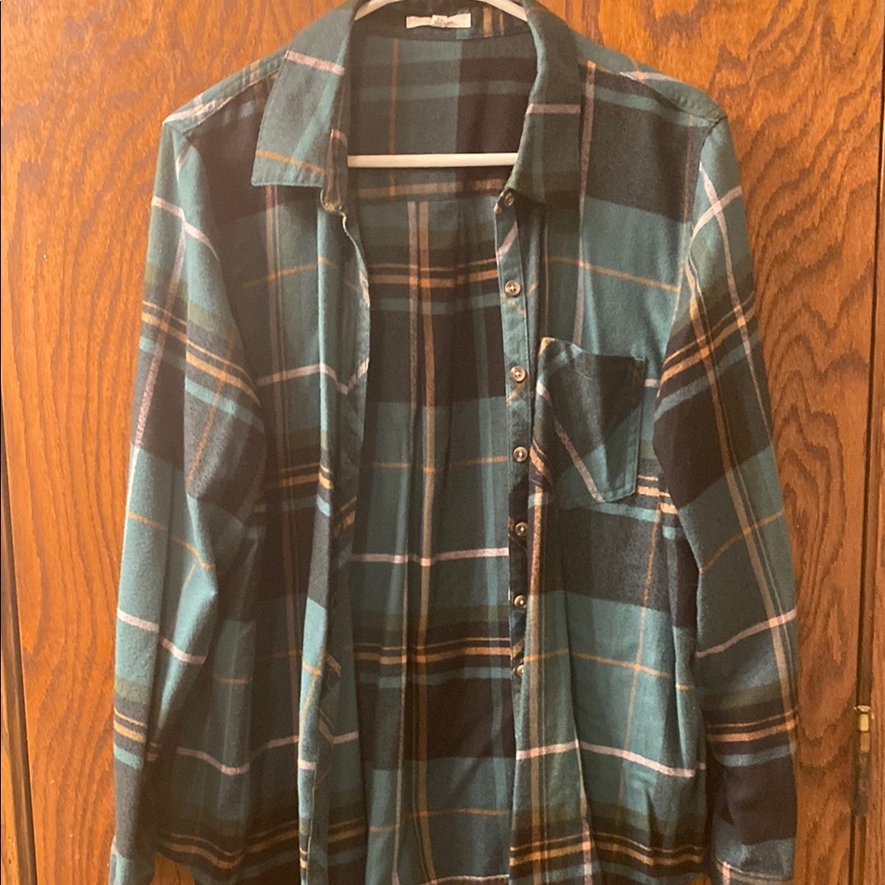 Express Green Plaid Button-Up Shirt